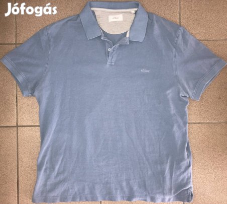 S. Oliver L/XL világoskék pamut ffi eredeti piké galléros pólóing