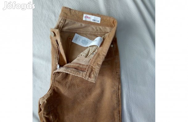 S. Oliver, új bársony nadrág, világos barna kordfarmer nadrág. W38/L32