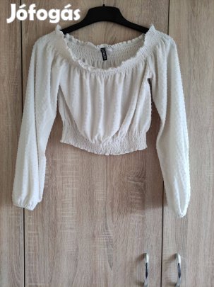 S-es fehér női rövid blúz H&M-es