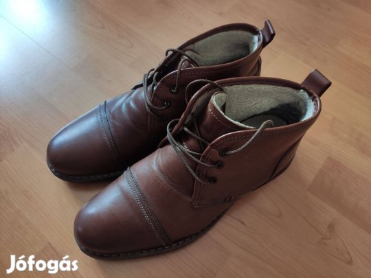 Salamander bélelt barna bőr bokacipő
