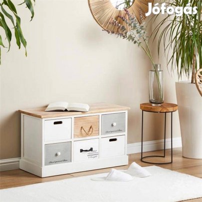 Salva 6 fiókos kis komód-éjjeliszekrény (fehér-szürke-barna) 95367