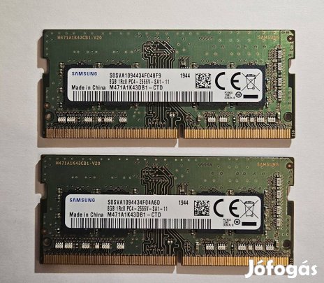 Samsung 2X 8GB DDR4 notebook memória