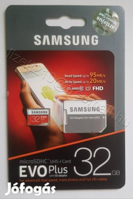 Samsung 32GB memóriakártya és adapter microsdhc Evo Plus bontatlan