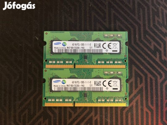 Samsung 8GB DDR3 Notebook Sodimm Memória 2x4GB 1600MH 1RX8 PC3L-12800S