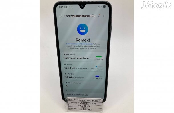 Samsung Galaxy A15 5G 4/128GB / 12 hónap jótállás