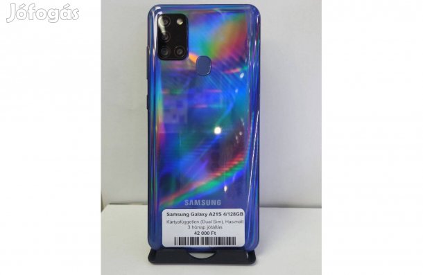 Samsung Galaxy A21s 128GB Független Jótállással - Kék