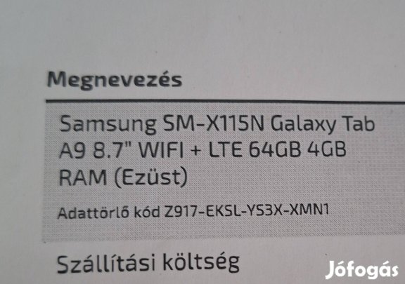 Samsung Galaxy A9 Tablet eladó, újszerű!