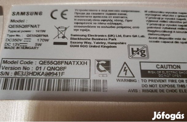 Samsung QE55Q8Fnat LED LCD tv hibás törött alkatrésznek