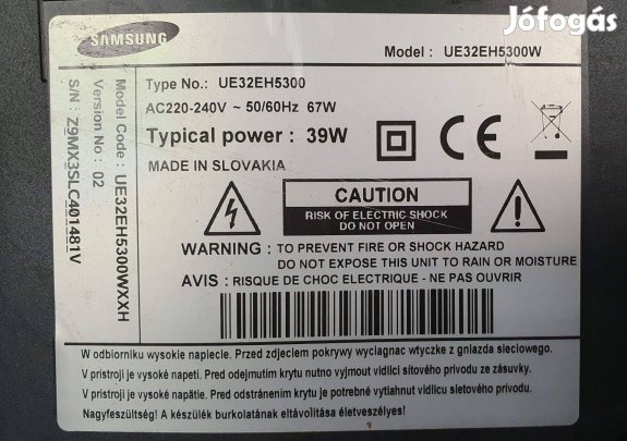 Samsung UE32EH5300 LED LCD tv mainboard eladó