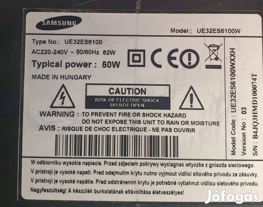 Samsung UE32Es6100W LED tv kijelző Tcon és mainboard elkelt!