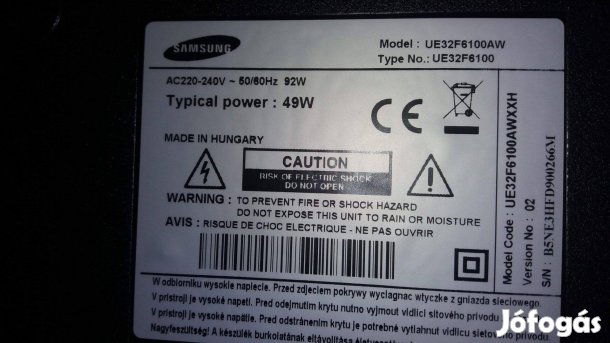Samsung UE32F6100AW LED tv Táp elkelt! UE32F6100
