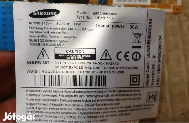 Samsung UE32H5500AW LED tv mainboard panel UE32H5500 eladó