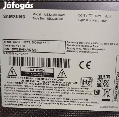 Samsung UE32J5000AW LED tv panelek UE32J5000 táp elkelt!