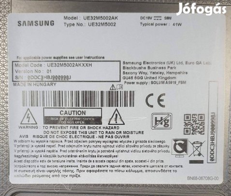 Samsung UE32M5002AK LED LCD tv hibás törött alkatrésznek UE32M5002