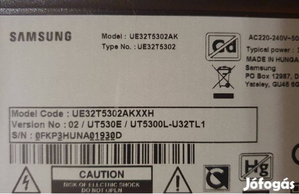 Samsung UE32T5302AK LED tv háttér és Auo tcon,main elkelt