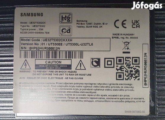 Samsung UE32T5302CK LED LCD tv Tcon panel és háttér,main elkelt!
