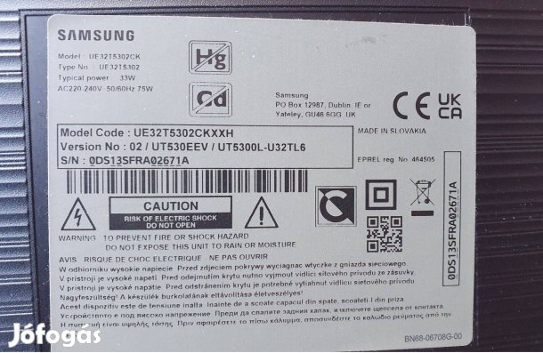 Samsung UE32T5302CK LED tv hibás törött alkatrésznek UE32T5302
