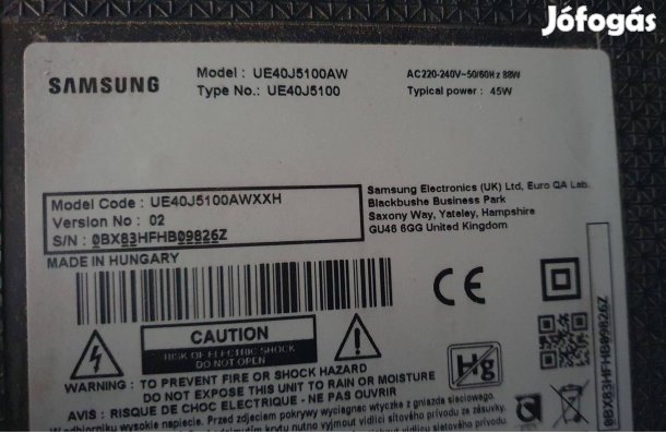 Samsung UE40J5100AW LED LCD tv panelek UE40J5100 tcon elkelt