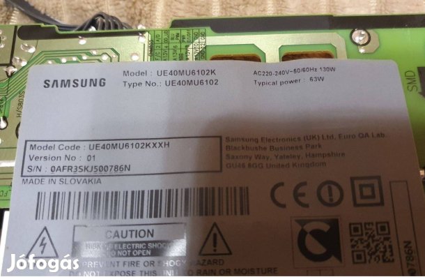 Samsung UE40MU6102 LED tv tápegység panel
