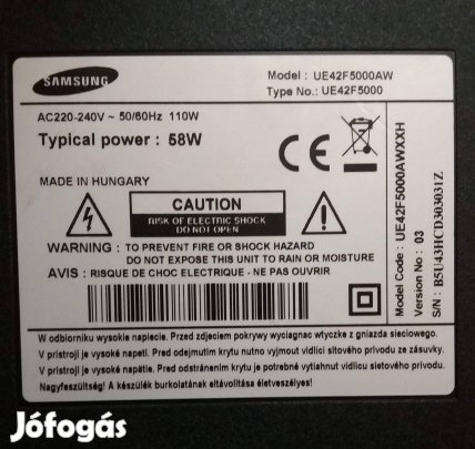 Samsung UE42F5000 LED LCD tv panelek alkatrésznek V03 UE42F5000AW
