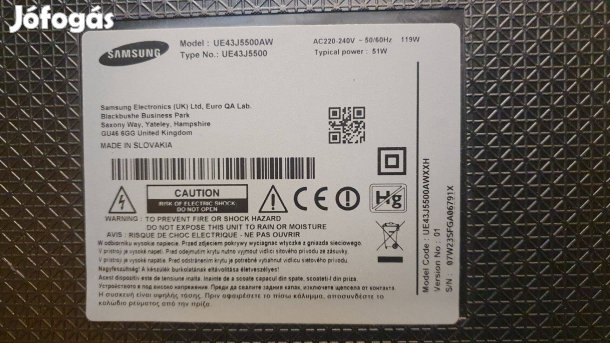 Samsung UE43J5500AW Smart LED LCD tv hibás törött alkatrésznek Auo