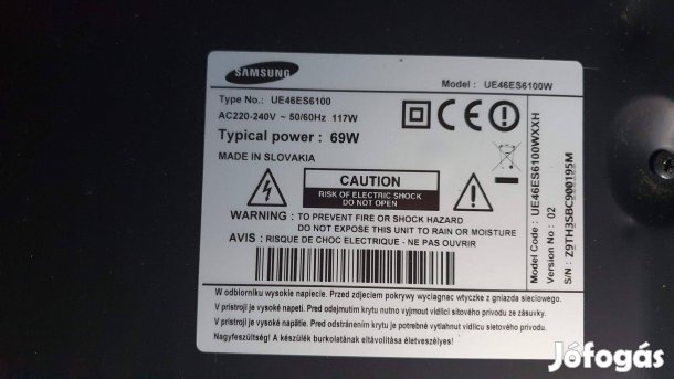 Samsung UE46Es6100W LED LCD tv hibás törött alkatrésznek UE46Es6100
