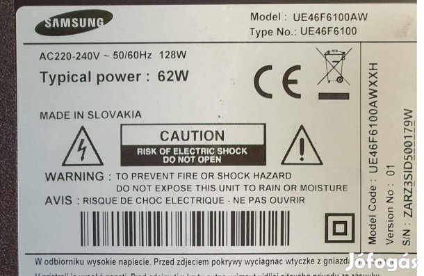 Samsung UE46F6100AW LED tv Tcon és háttér UE46F6100