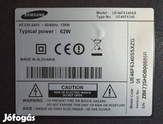 Samsung UE46F6340ss LED LCD hibás törött alkatrésznek UE46F6340