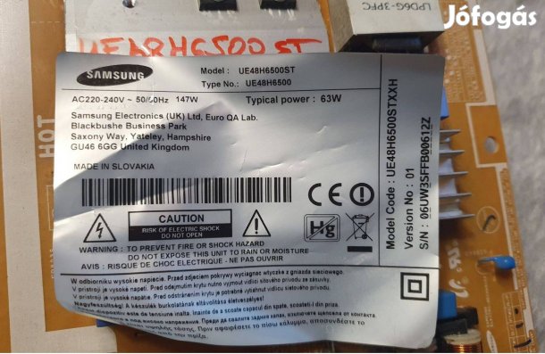 Samsung UE48H6500 Smart LED hibás tv tápegység és Tcon eladó