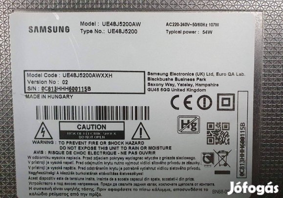 Samsung UE48J5200AW LED tv panelek UE48J5200 háttér,táp elkel