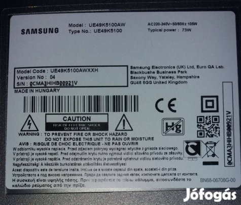 Samsung UE49K5100 LED tv táp és Tcon panel. main ,háttér elkelt