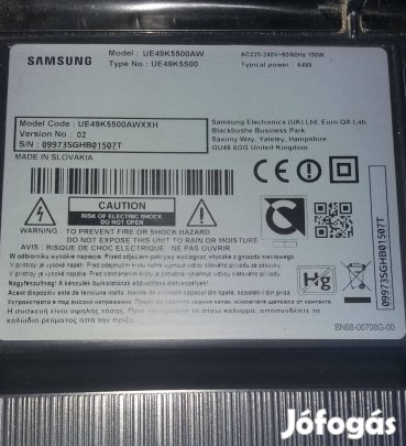 Samsung UE49K5500 LED tv panelek alkatrésznek eladó,Tcon elkelt!