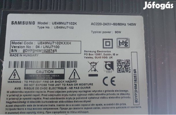 Samsung UE49NU7102K LED LCD tv hibás törött alkatrésznek UE49NU7102