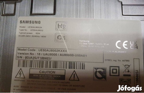 Samsung UE50AU8002K LED LCD tv hibás törött alkatrésznek