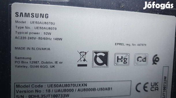 Samsung UE50AU8070U LED LCD tv hibás törött alkatrésznek