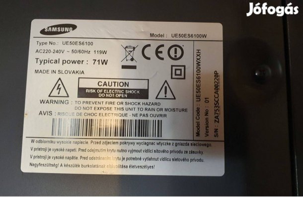 Samsung UE50Es6100W LED tv hibás törött,main elkelt! UE50Es6100