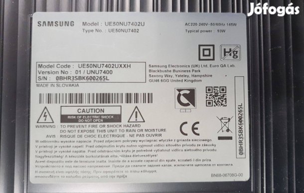 Samsung UE50NU7402U LED tv panelek alkatrésznek háttér elkelt! UE50NU7