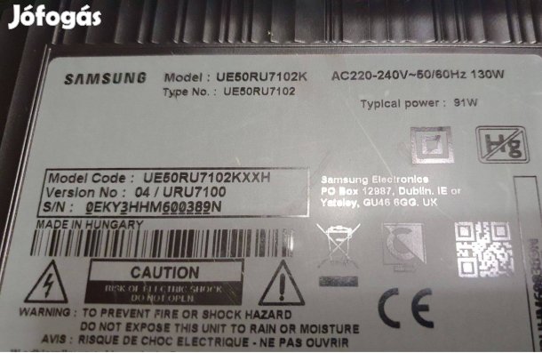 Samsung UE50RU7102K LED LCD tv hibá50RU7102
