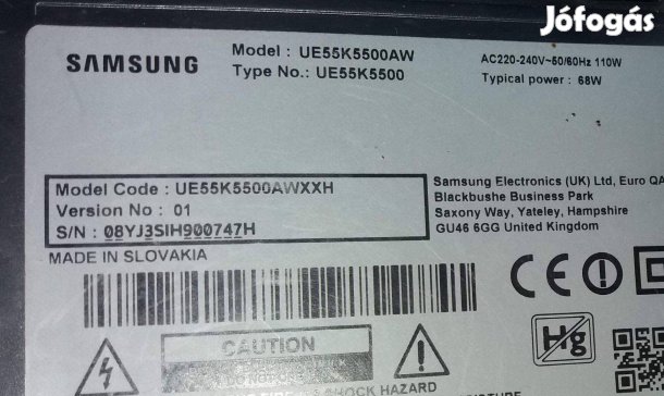 Samsung UE55K5500 LED LCD Tv 55" hibás törött mainboard elkelt!