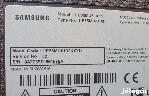Samsung UE55MU6102K LED LCD tv panelek alkatrésznek Háttér nics
