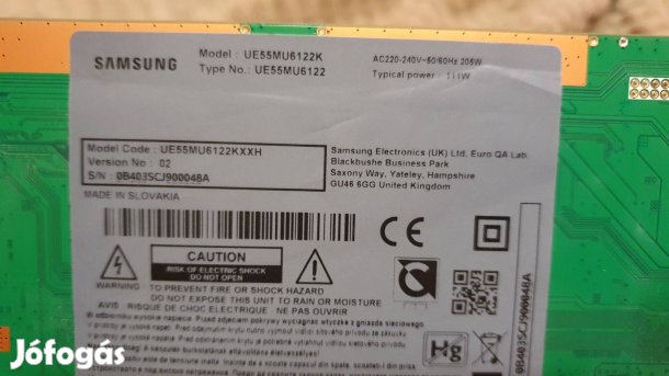 Samsung UE55MU6122K LED LCD tv panelek alkatrésznek Háttér nincs!