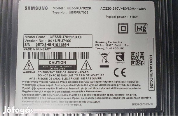 Samsung UE55RU7022K LED LCD tv hibás törött alkatrésznek UE55RU7022