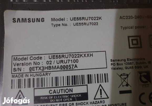 Samsung UE55RU7022K LED LCD tv panelek alkatrésznek