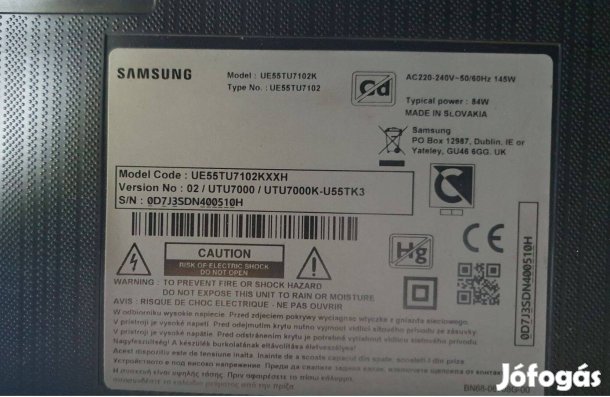 Samsung UE55TU7102K LED LCD tv hibás törött alkatrésznek UE55TU7102K