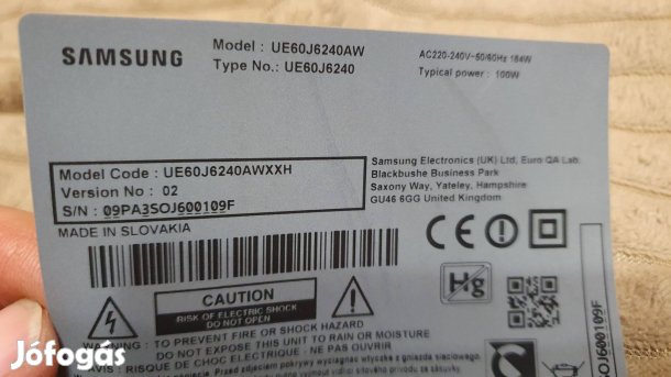 Samsung UE60J6240AW LED tv tápegység és tcon alkatrésznek UE60J6240
