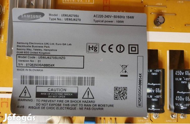Samsung UE60J6270 LED LCD tv panelek alkatrésznek,háttér elkelt!