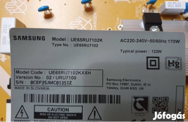 Samsung UE65RU7102 LED tv tápegység alkatrésznek Mainboard elkelt