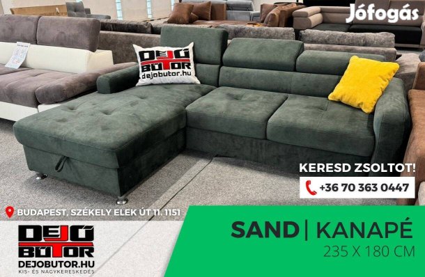 Sand sarok green kanapé ülőgarnitúra 235x180 cm rugós bútor