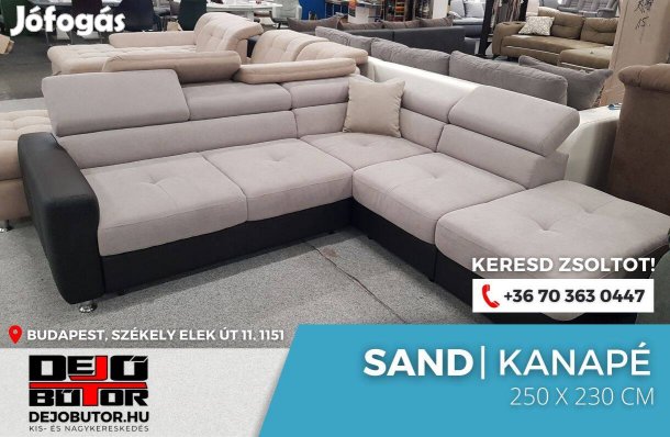 Sand sarok relax kanapé rugós ülőgarnitúra 250x230 cm ágyazható grey