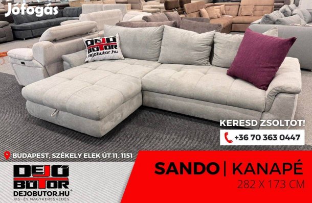 Sando kanapé ülőgarnitúra 282x175 cm sarok bútor selyem ágyazható